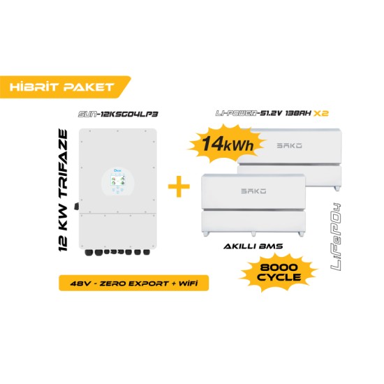 12KW On-Grid Hibrit Trifaz Paketi LV (48V)