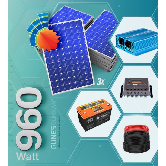 Solar Enerji Paketi 910 Wh - TV, Orta Boy Buzdolabı, Ev Aletleri, Lamba, Uydu ve Şarj Aletleri